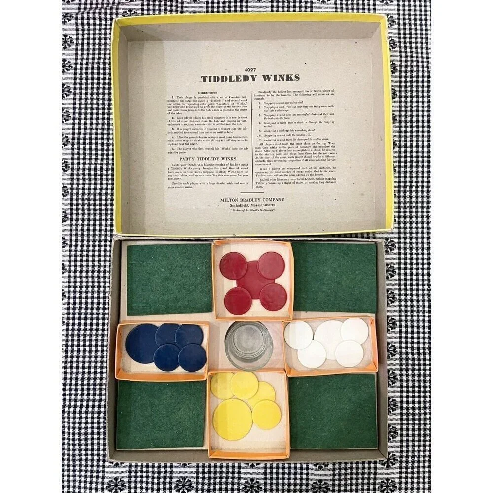 Vintage Jumbo Tiddledy Winks Game 1930s Milton Bradley Nostalgic Classic